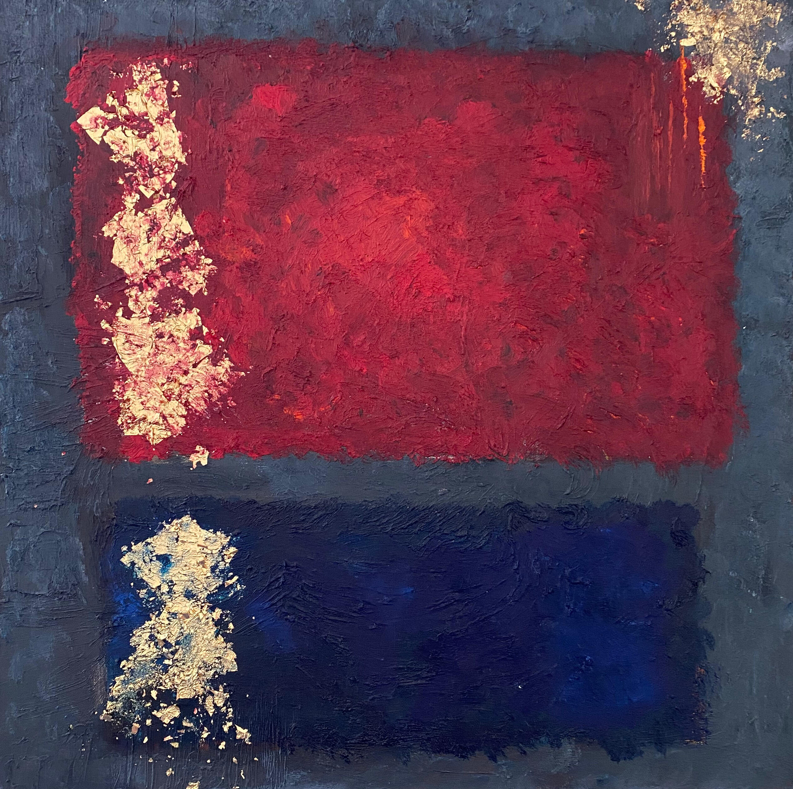 My interpretation of Rothko’s Art- Abstract Oil, cold wax and gold sheet on canvas