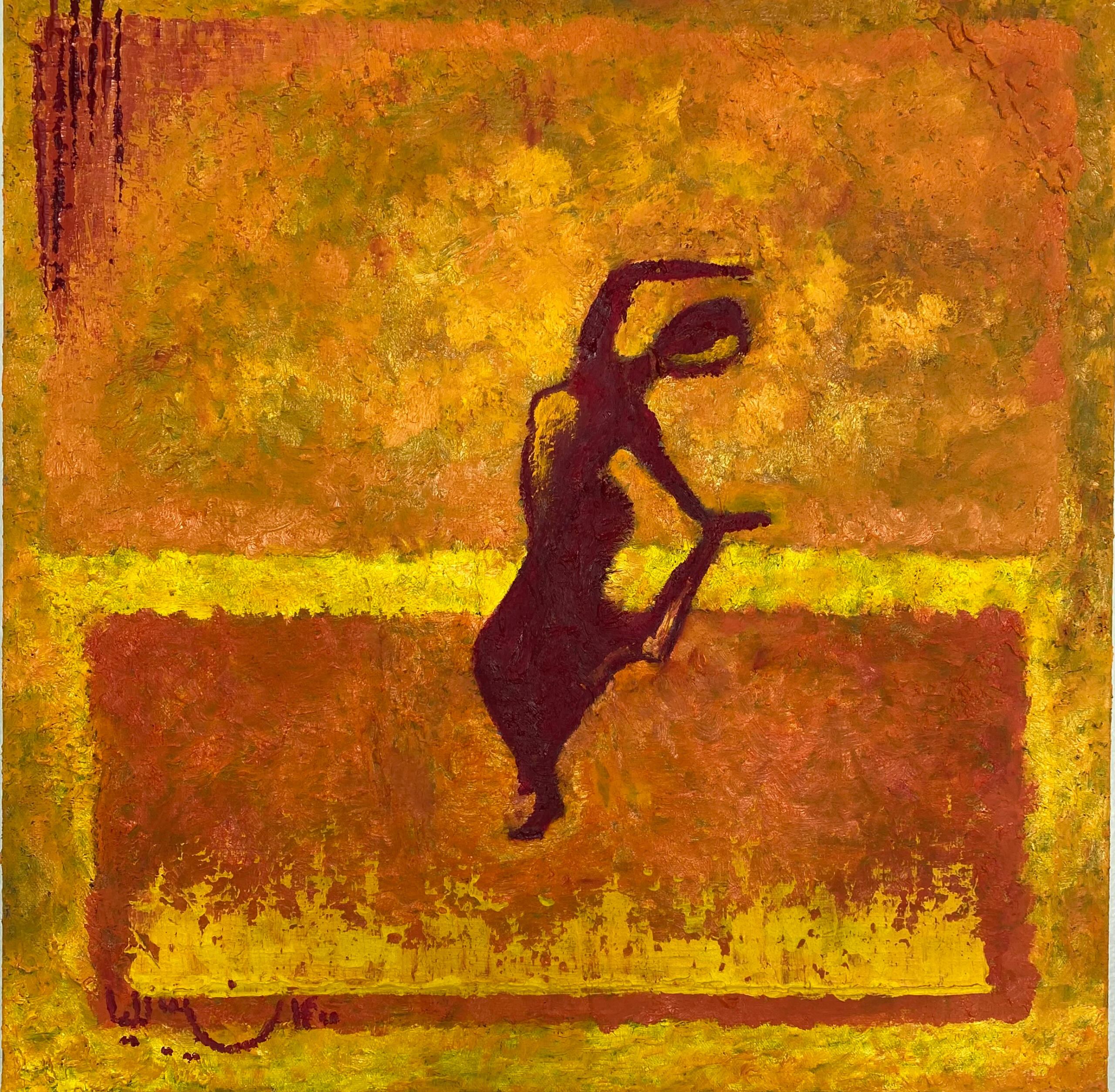 Abstract Oil and cold was on canvas