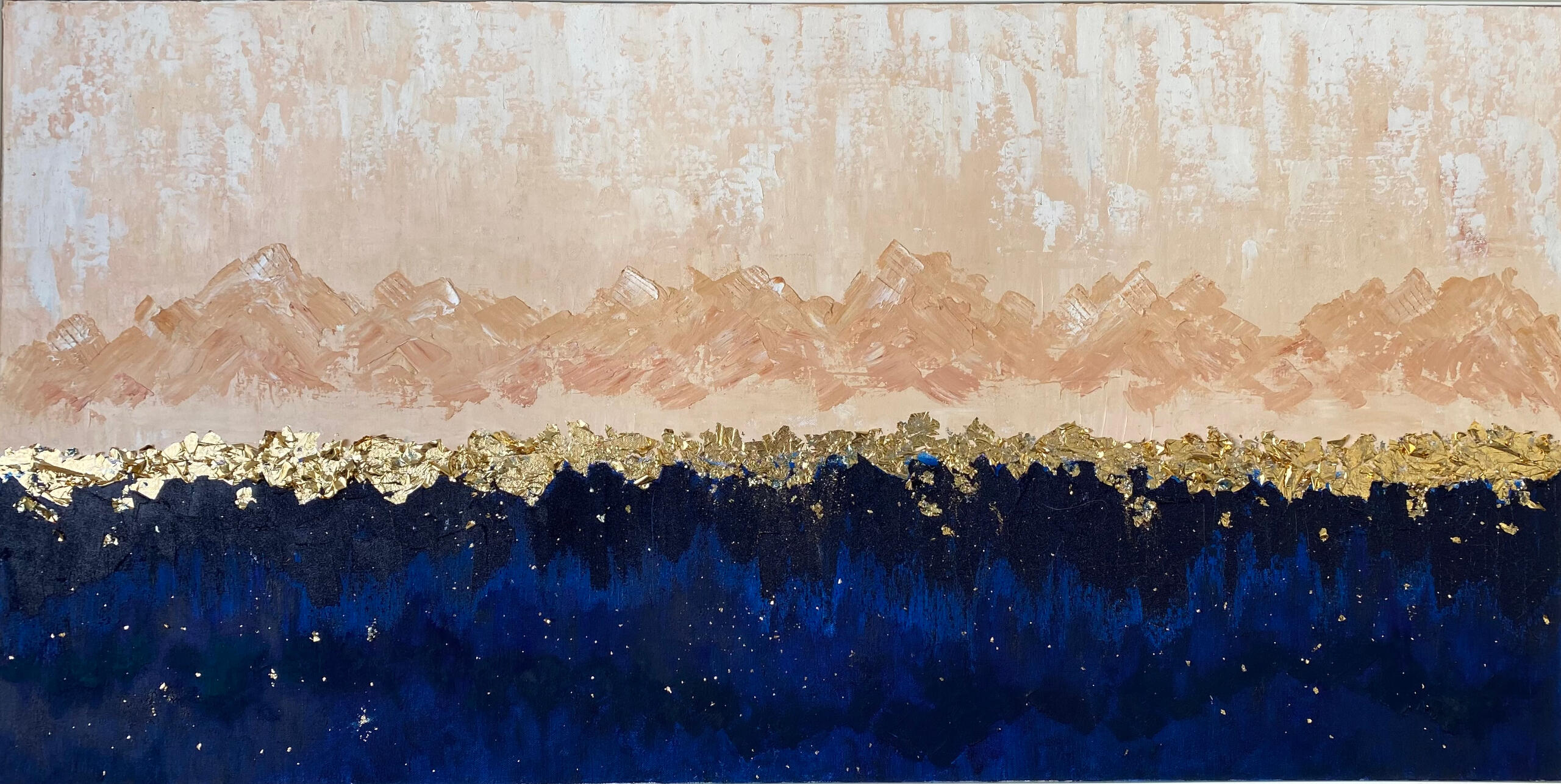 Ups and downs. Abstract Oil and cold was on canvas