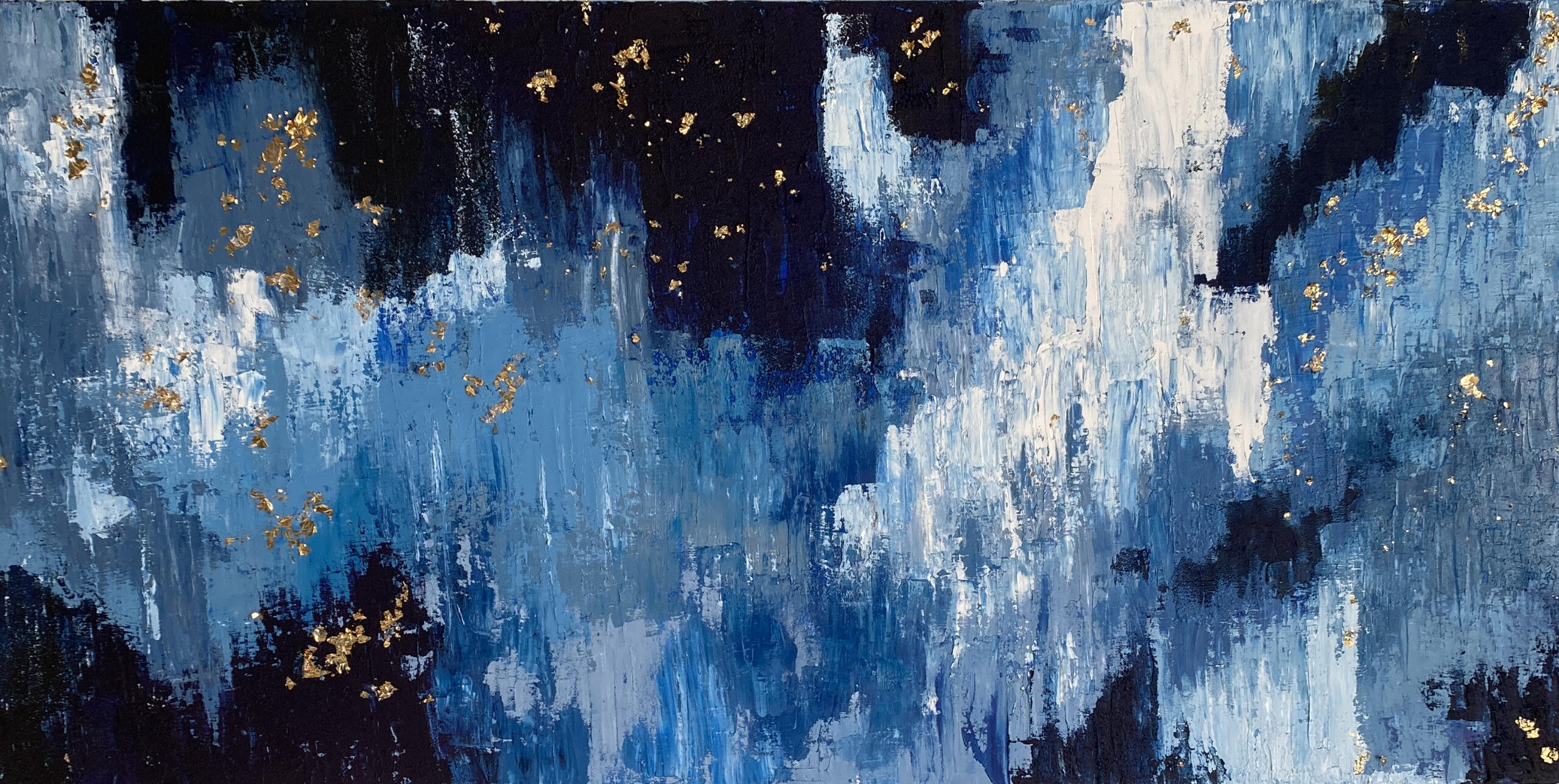 Abstract Oil and cold was on canvas